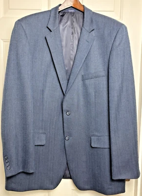 Chaqueta Blazer Para Hombre Saddlebred Mezcla Lana Azul 2 Botones Ventilación Única 46L Foto 1 de 4