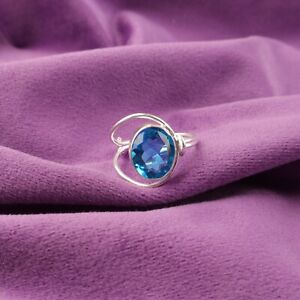 Blue Topaz Gemstone 925 Sterling Silver Ring Handmade Jewelry Ring