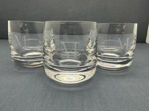 Williams Sonoma ESTATE Clear Crystal OLD FASHIONED GLASSES Monogram "M" SET OF 3 - Picture 1 of 13
