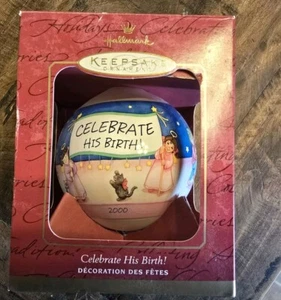 Hallmark Keepsake Ornament 2000 ¡Celebra su nacimiento! Adorno bola cristal... - Imagen 1 de 4