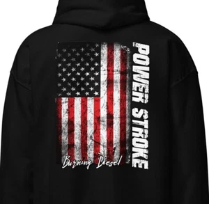 Powerstroke Hoodie, Powerstroke Diesel LKW Sweatshirt, amerikanische Flagge - Bild 1 von 10