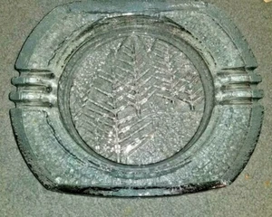 Massive Vintage Clear Pine Tree Textured Blenko Ashtray Holiday Time - Picture 1 of 6