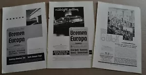 1935-38 HAMBURG AMERICAN LINES advertisements x3, North German Lloyd, steamships - Picture 1 of 4