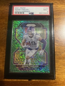 2021 Panini Prizm Adam Thielen Green Shimmer Prizm /5 Psa 9