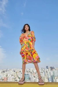 Anthropologie Farm Rio Colorful Toucans Scalops Midi Dress Small S NWT - Picture 1 of 2