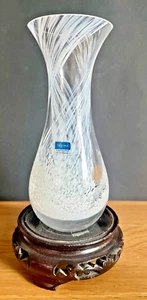Caithness Scotland White Swirl Glass Posy Vase 1980's - Picture 1 of 4