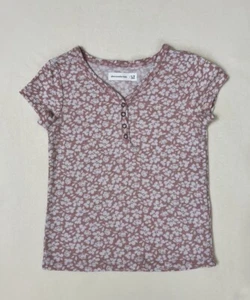 🍃Abercrombie Kids Girl’s Short Sleeve Ribbed Floral Top | Pink  /Size 9-10 - Picture 1 of 5