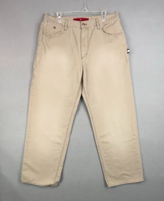 Винтажные мужские джинсы Tommy 36x32 хаки выцветшие брюки плотника мешковатые 90-е Y2K Street - Изображение 1 из 4