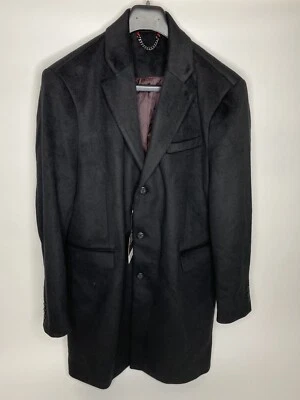 Abrigo TopMan para hombre mezcla de lana negro de un solo pecho •Talla L *¡NUEVO CON ETIQUETAS AFILADO!! Foto 1 de 4
