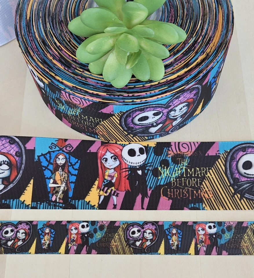 7/8 & 2" (1 YD) The Nightmare Before Christmas Ribbon Sally Jack Skellington  - Image 1 of 1