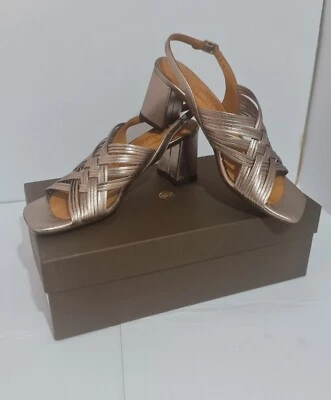 Sandalias de tacón Chie Mihara Lubeya con correa de cuero con honda trasera, hierro Dalí talla 5,5 Reino Unido  Foto 1 de 4