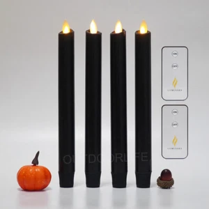 Luminara Flickering Flameless Wax Tapered Candle Set of 2 4 6 8 10 Black Unscent - Picture 1 of 24