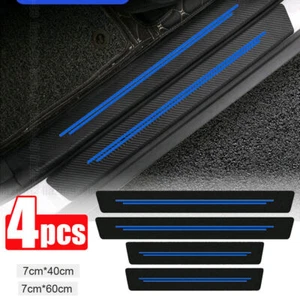 4x Blue Car Door Plate Sill Scuff Cover Anti Scratch Decal Sticker Protector Kit - Foto 1 di 10