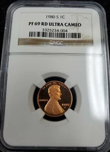 1980 S 1c Lincoln Memorial Proof Cent-NGC PF69 RD Ultra Cameo - Picture 1 of 4