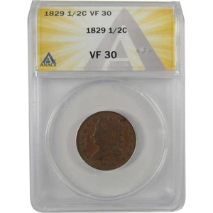 1829 Classic Head Half Cent VF 30 ANACS Copper Penny SKU:CPC0810 - Picture 1 of 4