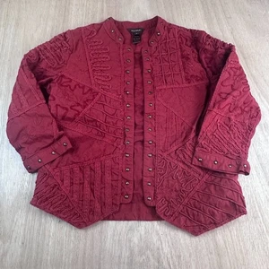 Multiples Women’s S Rust Cotton Jacket Top Embroidered Studded Boho Artsy - Picture 1 of 5