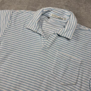 Criquet Polo Shirt Mens Small Blue White Striped Terry Cloth Short Sleeve Golf - Picture 1 of 12
