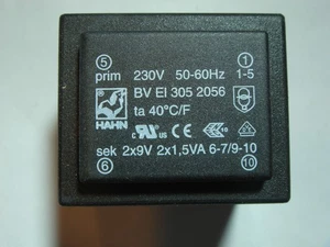 Imprimer Trafo 2x9V 2x1,5VA Robinet Bv Œuf 305 2056 #3-22 - Picture 1 of 8