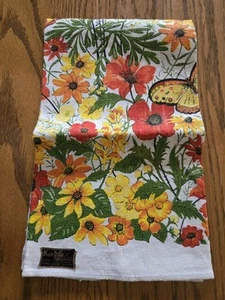 NWT Vintage 70s Kay Dee Linen Tea Towel Wildflowerss 27” X 16” NEW - Picture 1 of 8