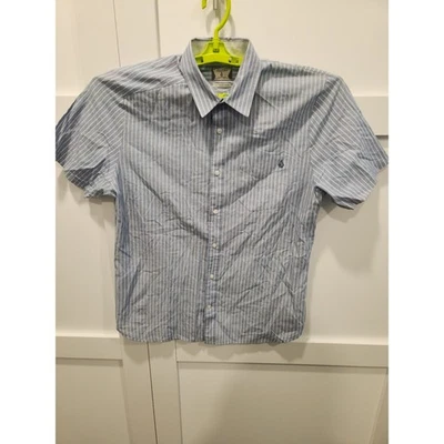 Volcom Shirt Mens Medium Blue Short Sleeve Classic Skate Asymmetrical Party - Image 1 of 4