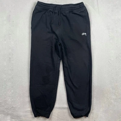 Pantalones deportivos Stussy para hombre grandes negros polar bordado cordón invierno 29" Foto 1 de 4