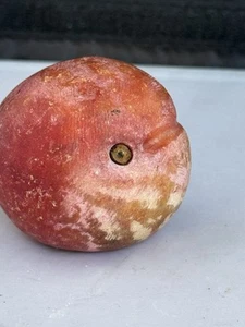 Primitive Early Italian Alabaster Stone Fruit Realistic Red Plum Hand Carved - Picture 1 of 7