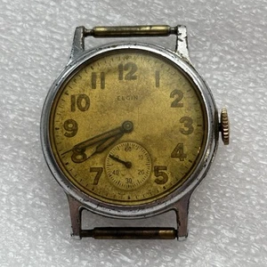 Broken Elgin Grade 580 ORD. DEPT. US Military Issued WWII Wristwatch Vtg - Parts - Picture 1 of 6
