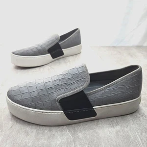1. State Platform Shoes Size 8.5 Gray Leather Croc Slip On Normcore Sneakers - Picture 1 of 12