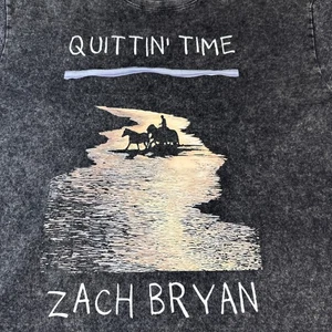 Zach Bryan 2024 The Quittin Time Tour Mens XL T-Shirt Faded Black - Picture 1 of 7
