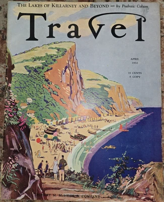 April 1933 TRAVEL Magazine w/ Art Deco Cover & Great Advertisements Foto 1 de 4
