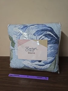 Neu Emryn House 100 % vorgewaschene Baumwolle blau Blumen Quilt Set King Size - Bild 1 von 3