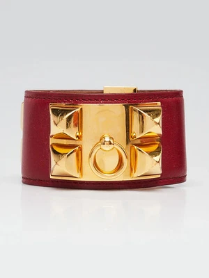 Hermes Rubis Swift Leder Armband vergoldet Collier de Chien - Bild 1 von 4