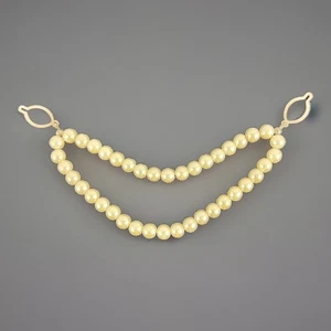 Off White Faux Pearl Double Strand Sweater Guard Vintage 5,5" - Bild 1 von 3