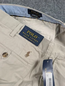 Polo Ralph Lauren Stretch Straight Chino Pants Mens 38/30 Beige Classic NWT - Picture 1 of 12