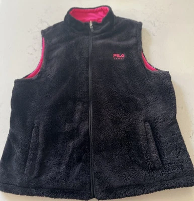 Chaleco Fila Sport Para Mujer Sin Mangas Reversible Informal Rosa Caliente Negro Talla L XL Foto 1 de 4