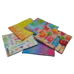 Mixology Cocktail Design 2 Metallic Fat Quarter Bundle. 5 Pack - Sewing Online - Picture 1 of 2