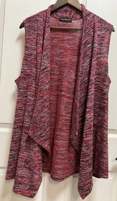 Cárdigan tejido para mujer XL rojo azul sin mangas cascada abierto alto bajo 42” pecho Foto 1 de 4