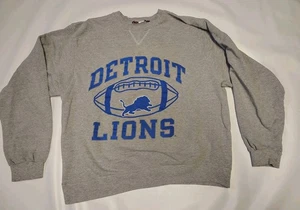 Vintage Detroit Lions Sweatshirt Crewneck Graphic Gray NFL Champion Large - Picture 1 of 4