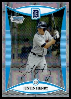 2008 Bowman Chrome Prospects X-Fractor Justin Henry 217/250 Detroit Tigers - Image 1 of 2