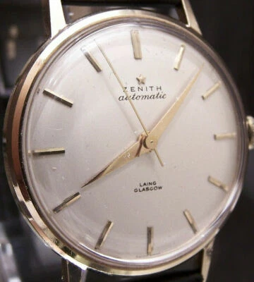 VINTAGE SOLID GOLD ZENITH CAL 133.8 BUMPER AUTOMATIC WATCH GREAT DIAL WORKING - image 1 of 4