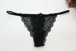 Women Sexy Thong Floral Mesh T-Back Underwear Hipster G-string Knicker Black M-L - Picture 1 of 4