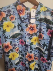 2025-NWTS-Tommy Bahama-HIBISCUS VISTA SS BLUE SKY 70% SILK-$148 - Picture 1 of 2