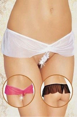 SoftLine Damen Ouvert String 2394 Stringrock Schritt Po Offen Weiß Pink Schwarz - Bild 1 von 4