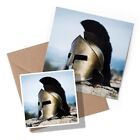 1 x Grußkarte & Aufkleber Set - Historischer spartanischer Helm Schlacht #16170