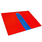 Red Blue Cactus Neon Cool Glass Chopping Board Kitchen Worktop Saver