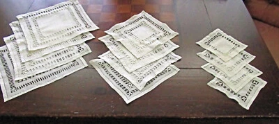 Conjunto de lençóis de coquetel 4 Ea. Porta-copos Placemats guardanapos com renda geométrica feita à mão - Imagem 1 de 4