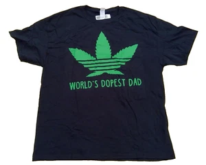 World's Dopest Dad t-shirt leaf graphic short sleeve black cotton men's size XL - Picture 1 of 5