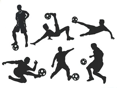 JUGADORES DE FÚTBOL PATEANDO, PASANDO, REGATEANDO LA PELOTA SILUETA TROQUELADO / CORTES Foto 1 de 4