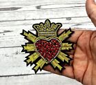 Crystal and Beaded Crown patch Heart  Patch Handmade