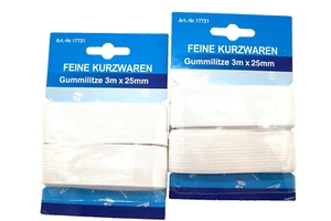 Gummilitze - Gummiband - Schlüpfergummi Einziehgummi 3 m x 25 mm breit, weiß 2 x - Bild 1 von 5